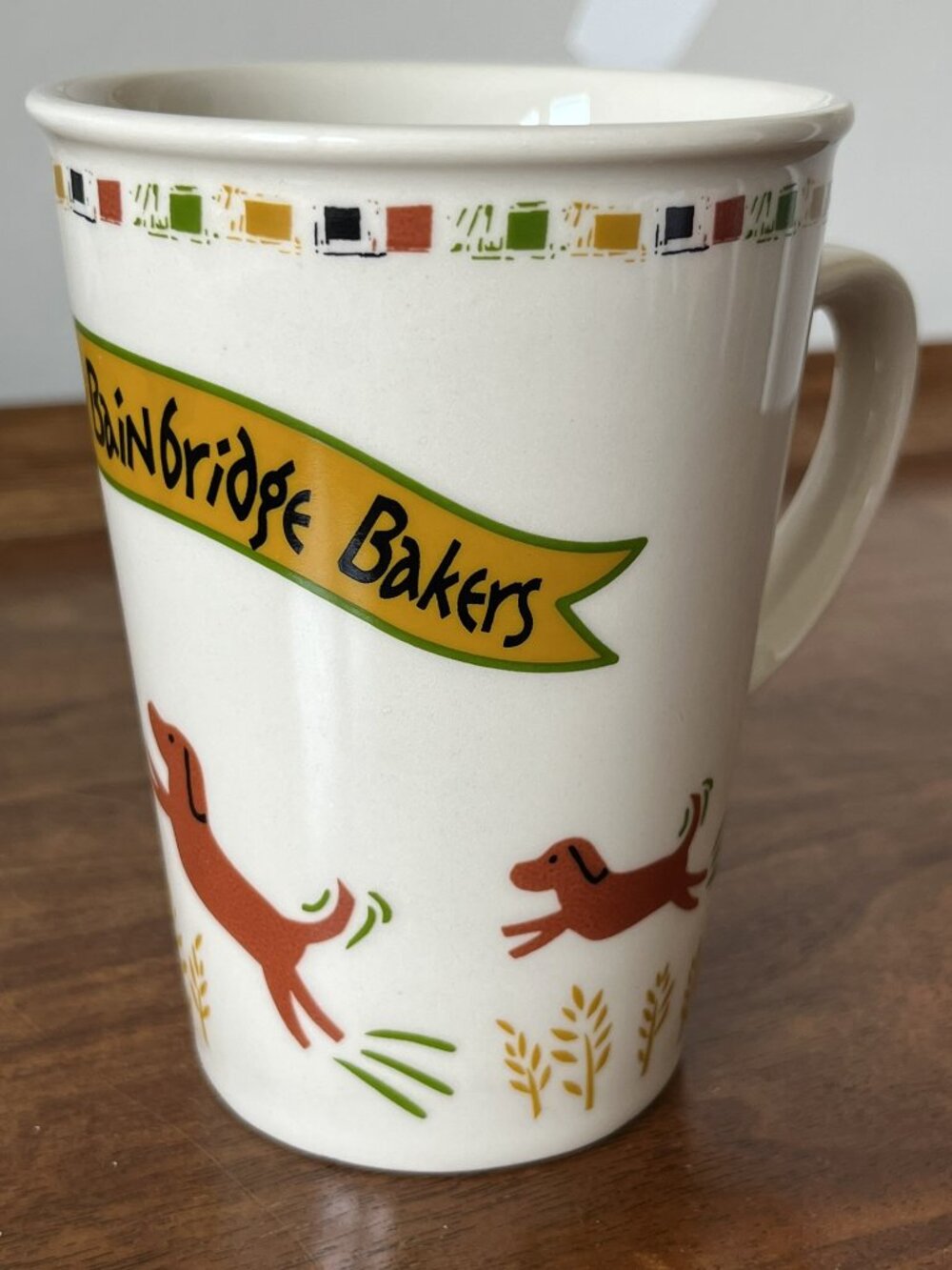 Bainbridge Bakers Mug Dog Bike Highwave Bainbridge Island WA Bakery Vintage Cup